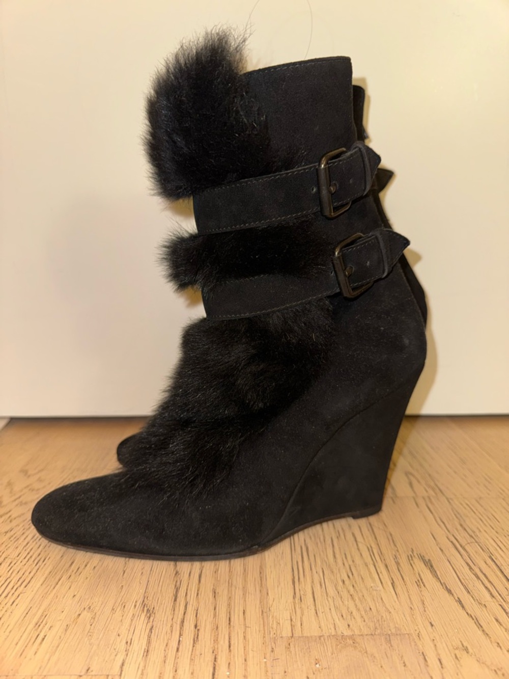Helmut Lang Vintage A/W 2003 Suede & Fur Wedges - Picture 5 of 7